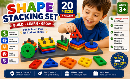 Montessori Shape Genius Kit — Shape Sorting & Stacking Toy for Toddlers