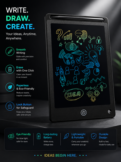 Doodlyn LCD Board — Portable Erasable Writing Tablet for Kids