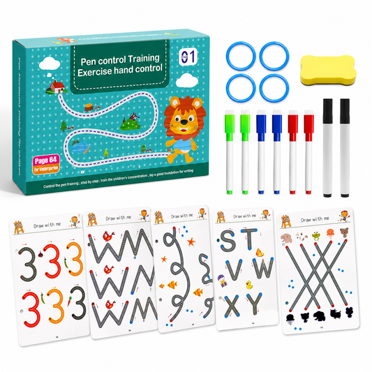 TraceRight Writing Kit — Reusable Handwriting Practice Book for Kids