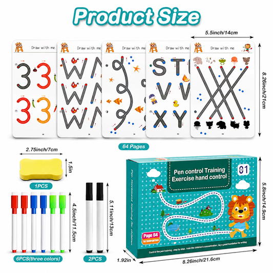 TraceRight Writing Kit — Reusable Handwriting Practice Book for Kids