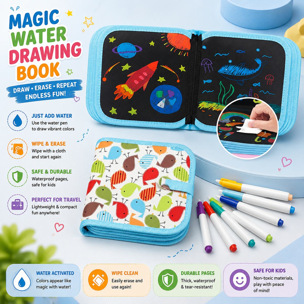 NeoScribble Genius Pad — Reusable Doodle & Learning Book for Kids
