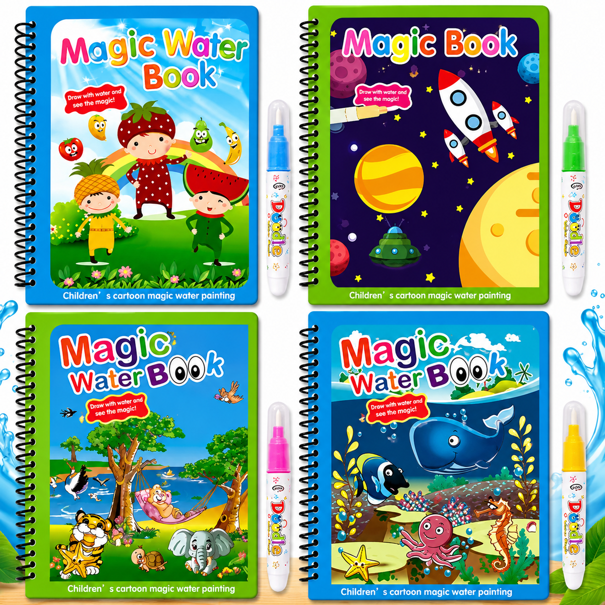 AquaCanvas Genius Kit — Mess-Free Reusable Water Painting Book for Toddlers & Kids