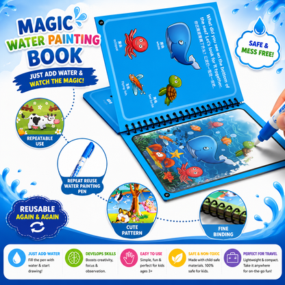 AquaCanvas Genius Kit — Mess-Free Reusable Water Painting Book for Toddlers & Kids